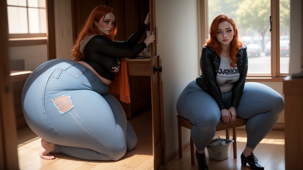 Ginger, Mega Wide Hips, 1 Person AI Porn