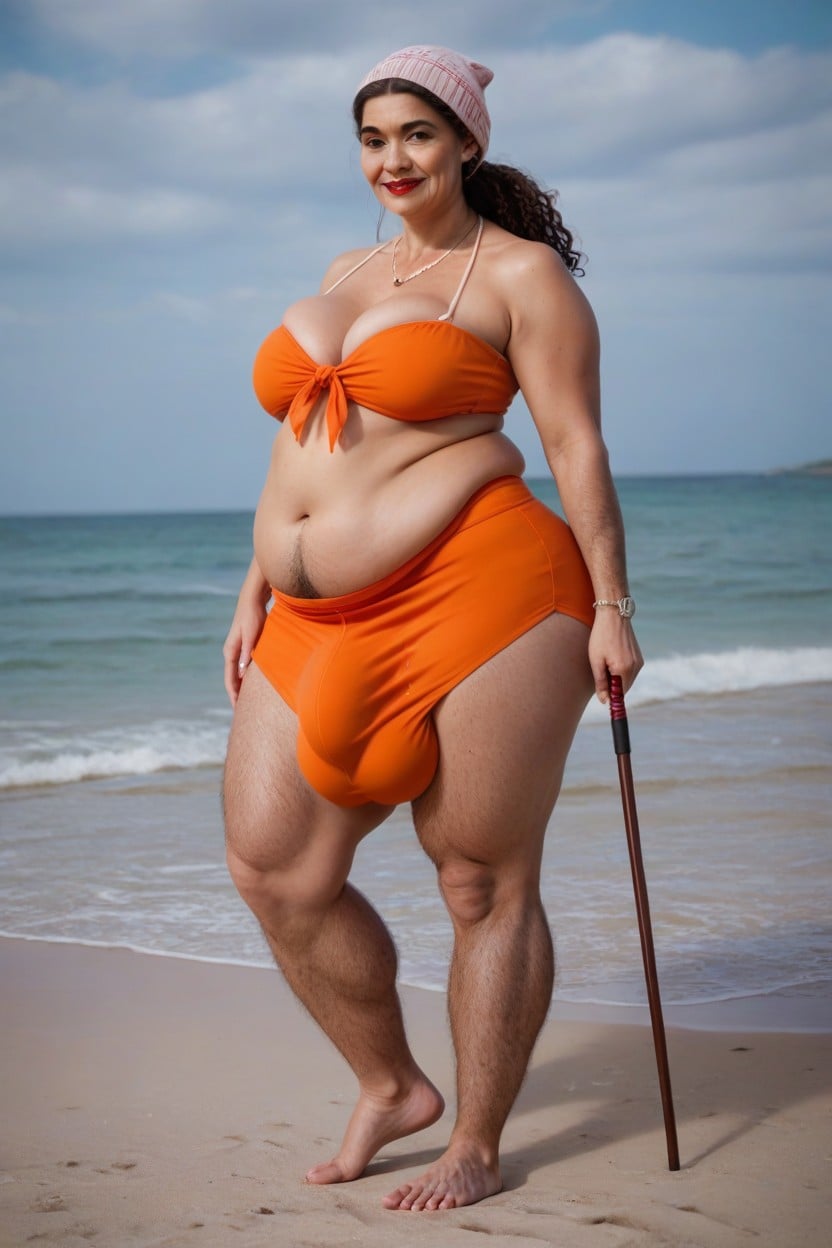 Extremely Large Ass, Grinning, Gigantic Shemale AI Porn