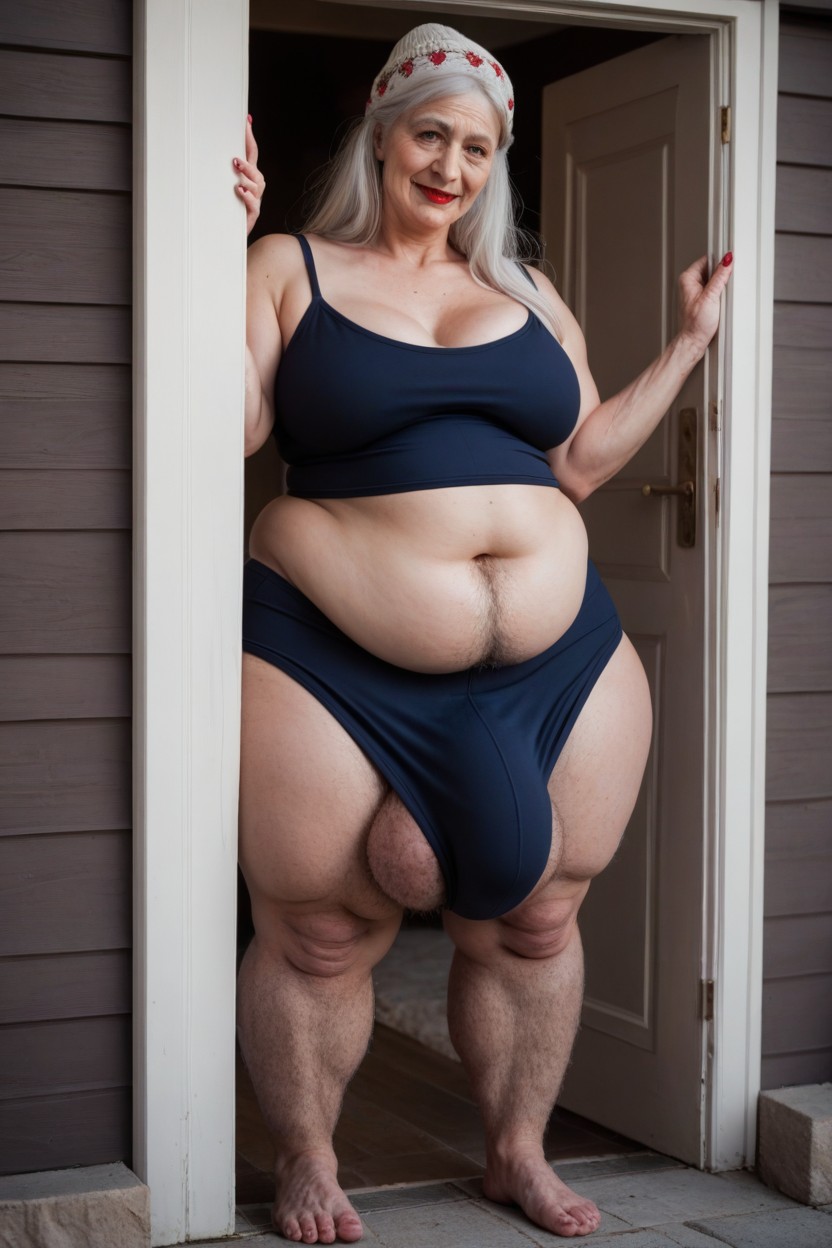 Gigantic Cock, Gigantic, White Hair Shemale AI Porn