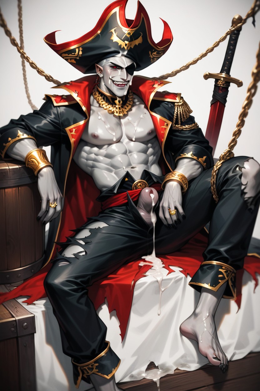 Grey Skin, Gold Bracelet, Capitán Pirata Porno gay IA