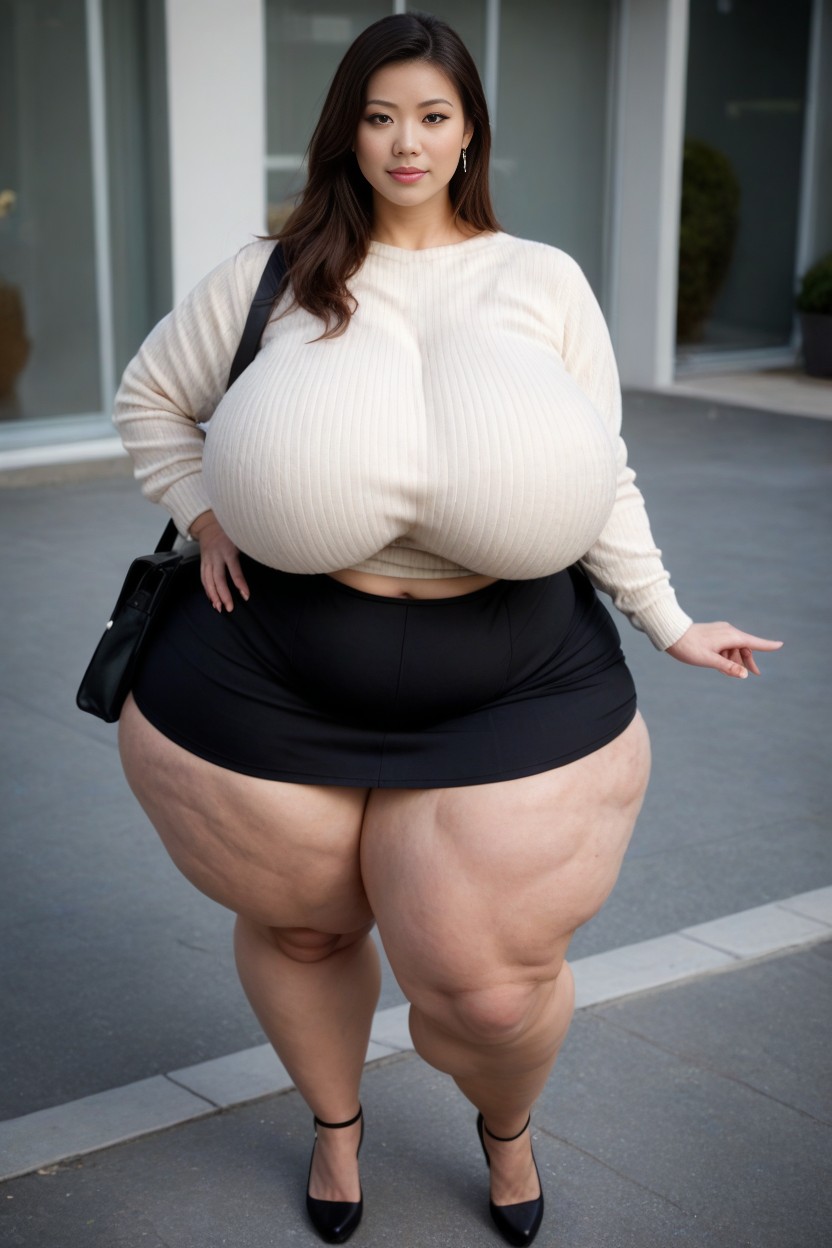 Detailed Face, Extreme Huge Massive Hyper Booty, Asian AI Porn