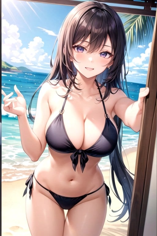 Cleavage, Skinny, Beach AI Porn