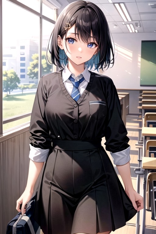 Bobcut, School Uniform, Classroom Hentai AI Porn