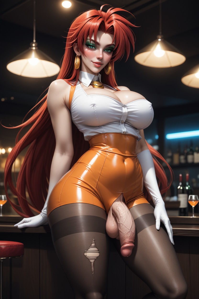 Large, Pecs Long Length Red Hair, Male Skin Tight Costume Shemale AI Porn