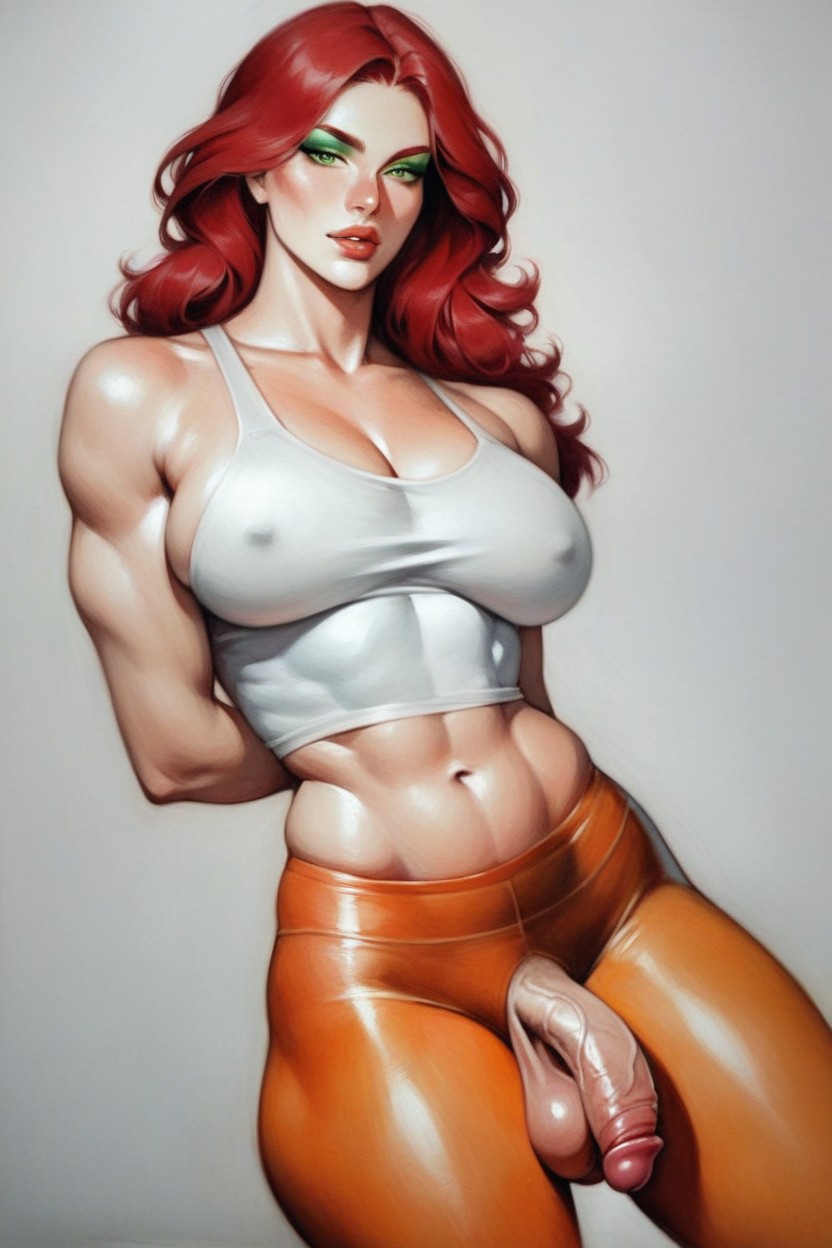 Tank Top, Round Ass, Fair Skin Shemale AI Porn