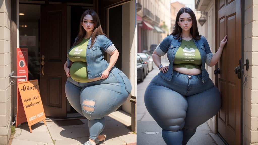 Mega Wide Hips, Denim Jacket, Ssbbw AI Porn