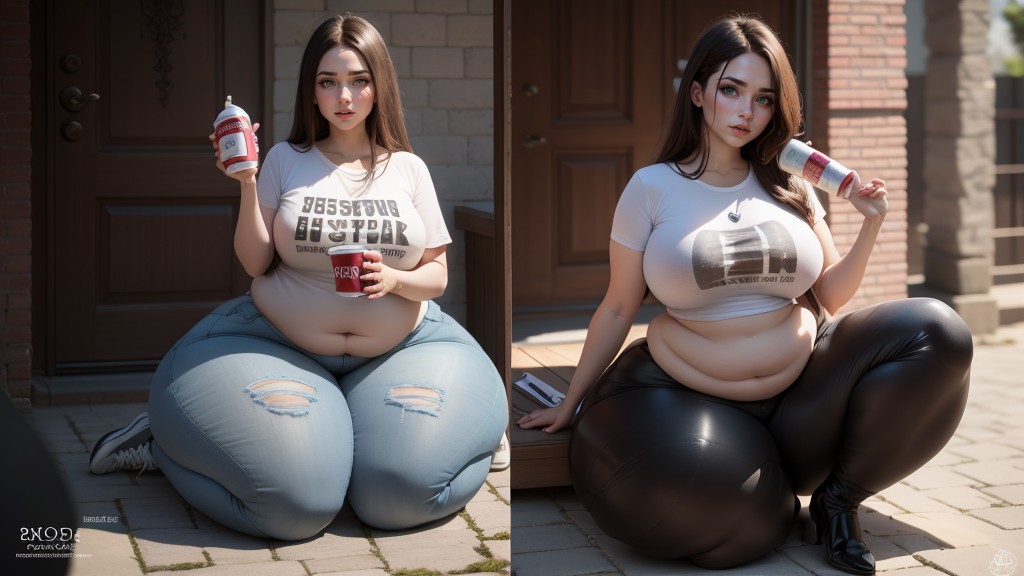 Extremely Large Ass, Full Body, Weight Gain AI Porn