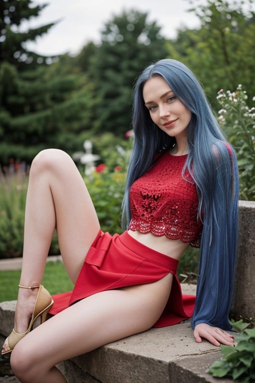 Young Woman, Pale Skin, Slender Pornografia de IA