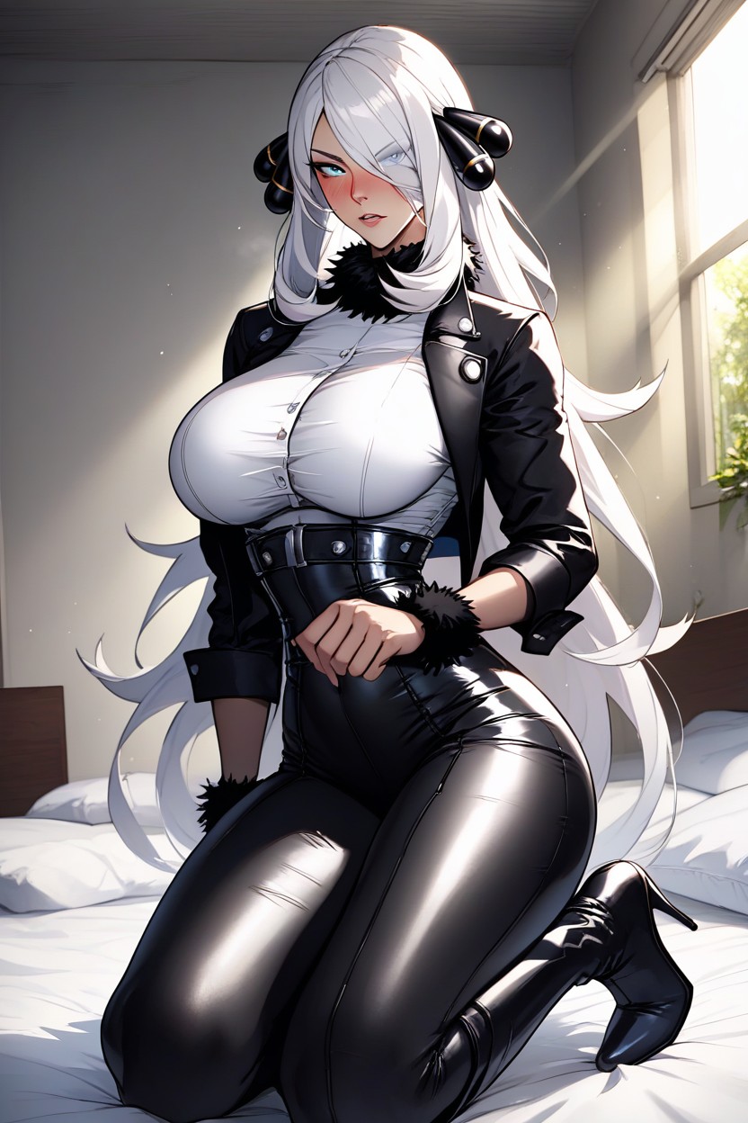 No Accessories Head, Rounded Ass, Bedroom Hentai AI Porn