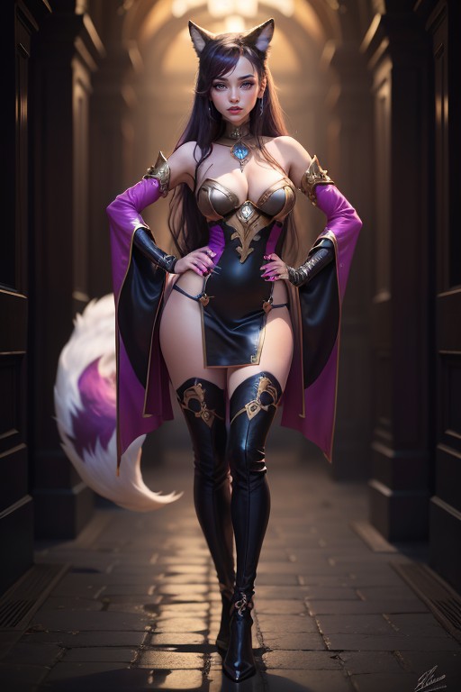 Pink Eyes, Thighhighs, Long Hair Hentai AI Porn