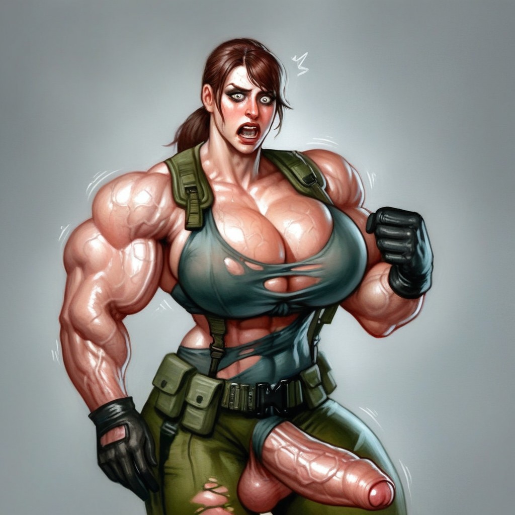 Sweaty, Quiet With Hug Muscle Growth, Brunette Shemale AI Porn