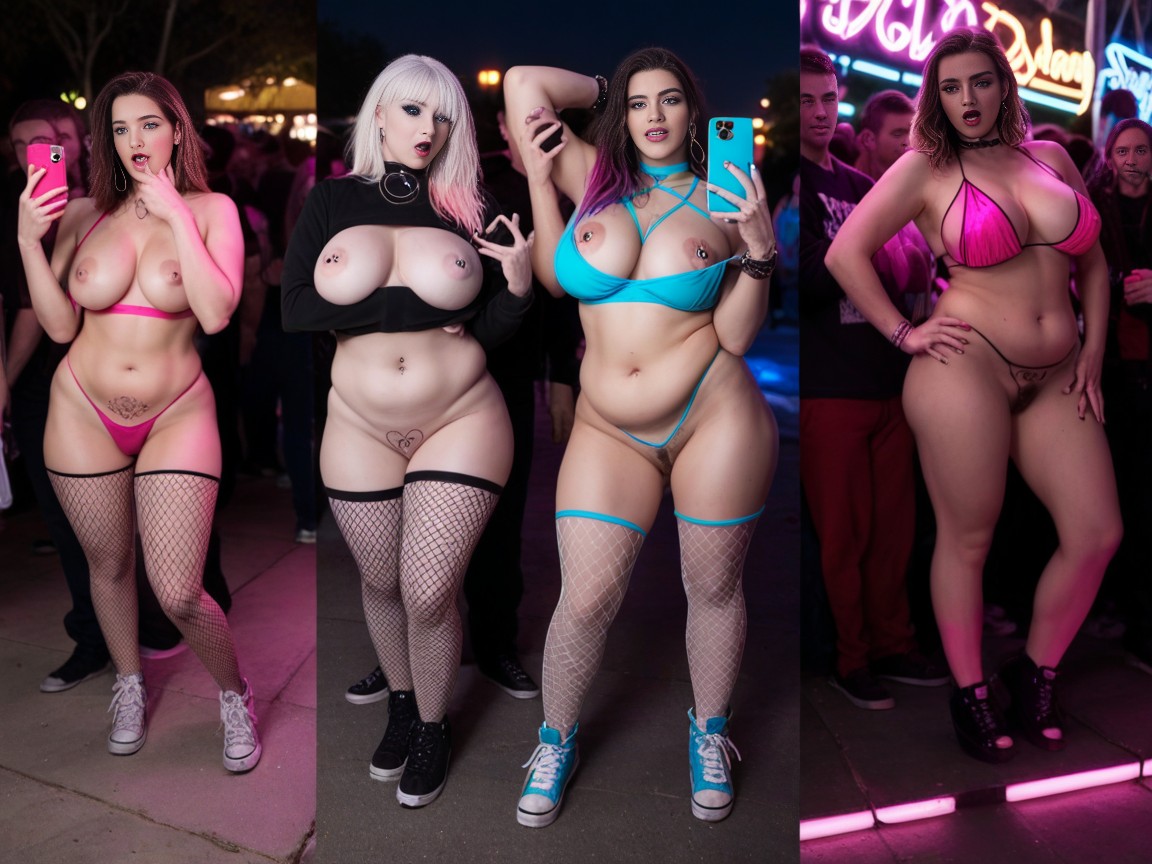 Shocked, Nipple Piercing, Large Breast AI Porn