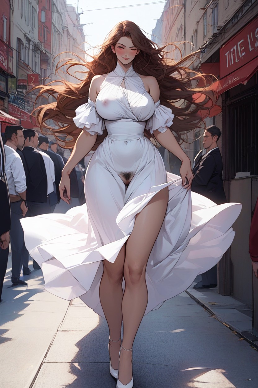 Open Clothes, Lifting Skirt, Large Ass AI Porn