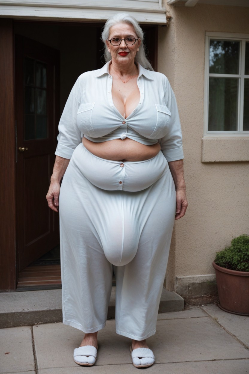 Gorda, Standing On Her Front Porch, Sonriendo Porno shemale IA