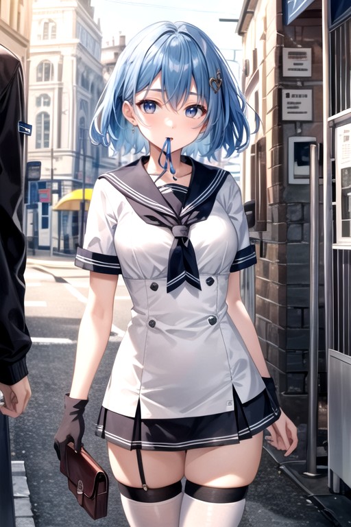 Sailor Uniform, Thigh High Socks, Mouth Agape Hentai AI Porn