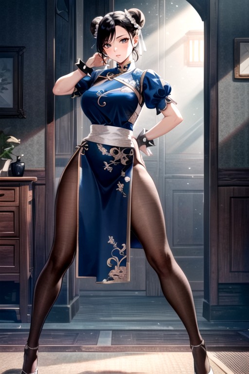 Hanfu Chinois, Vue De Face, Chun Li (street Fighter)Porno IA Hentai