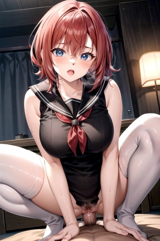 Red Hair, Cowgirl, Very Short Hair Hentai AI Porn