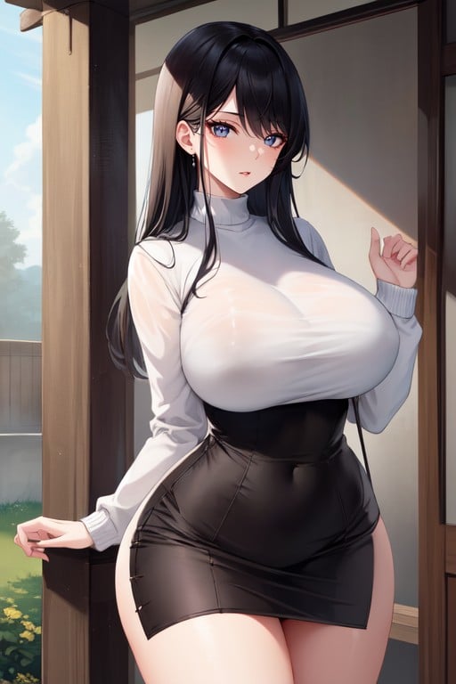 Busty Milf, Pullover, Large Breast Asian AI Porn
