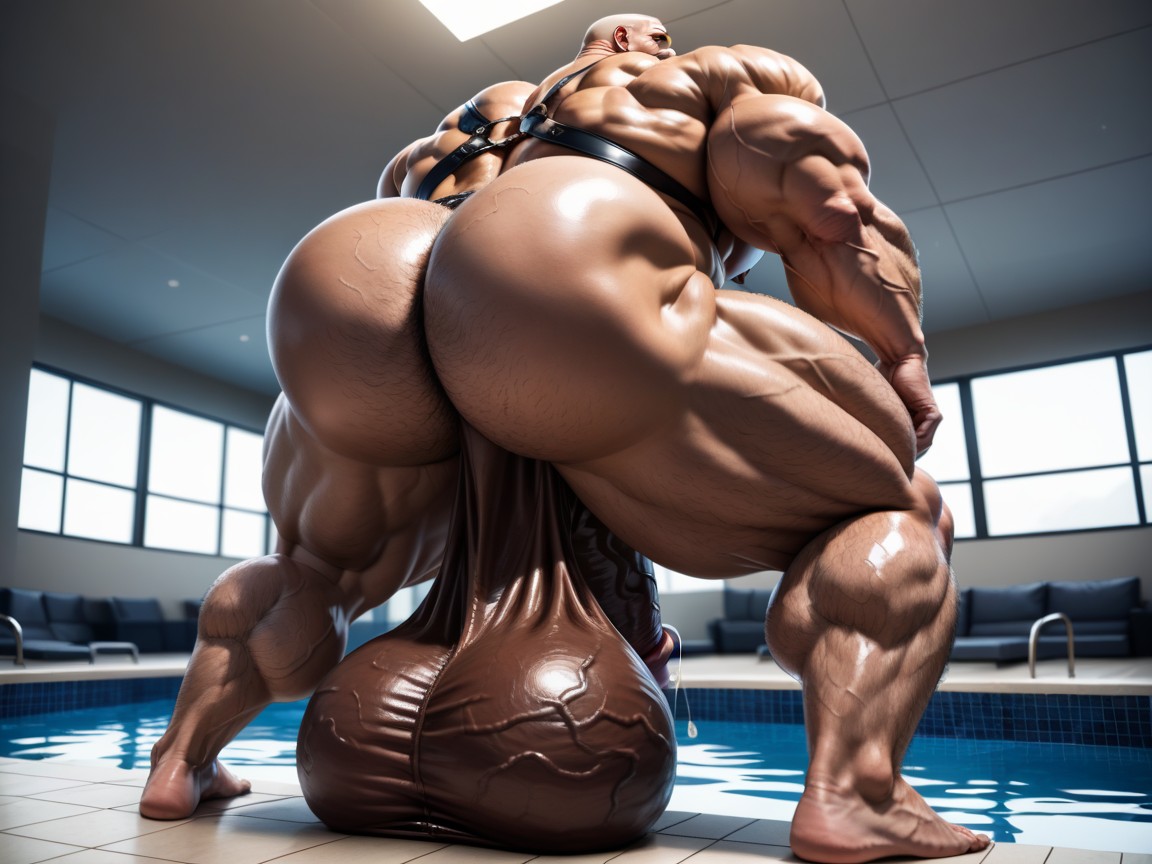 Thick Thighs, Enormous Testicles, Hyper Bodybuilder AI Gay Porn