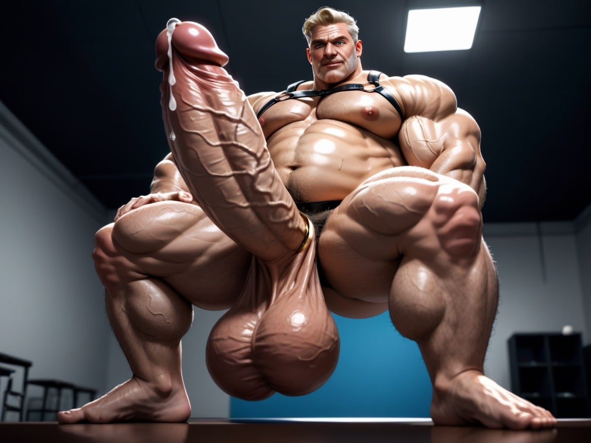 Gigantic Cock, Uncut, Bulky Muscle AI Gay Porn
