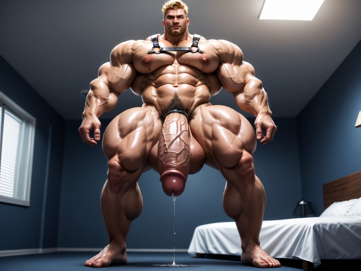 Hyper Testicles Tall, Huge Jaw And Dimpled Chin, Freckles AI Gay Porn