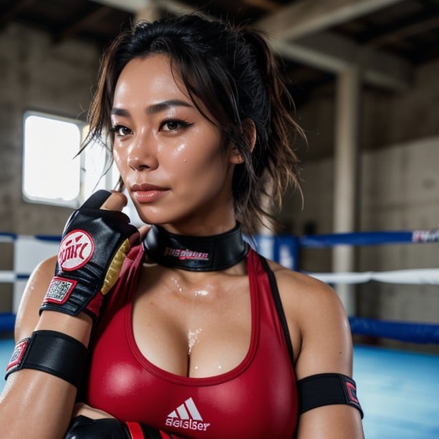 Sweaty, Mma Gloves, Looking At Viewer AI Porn