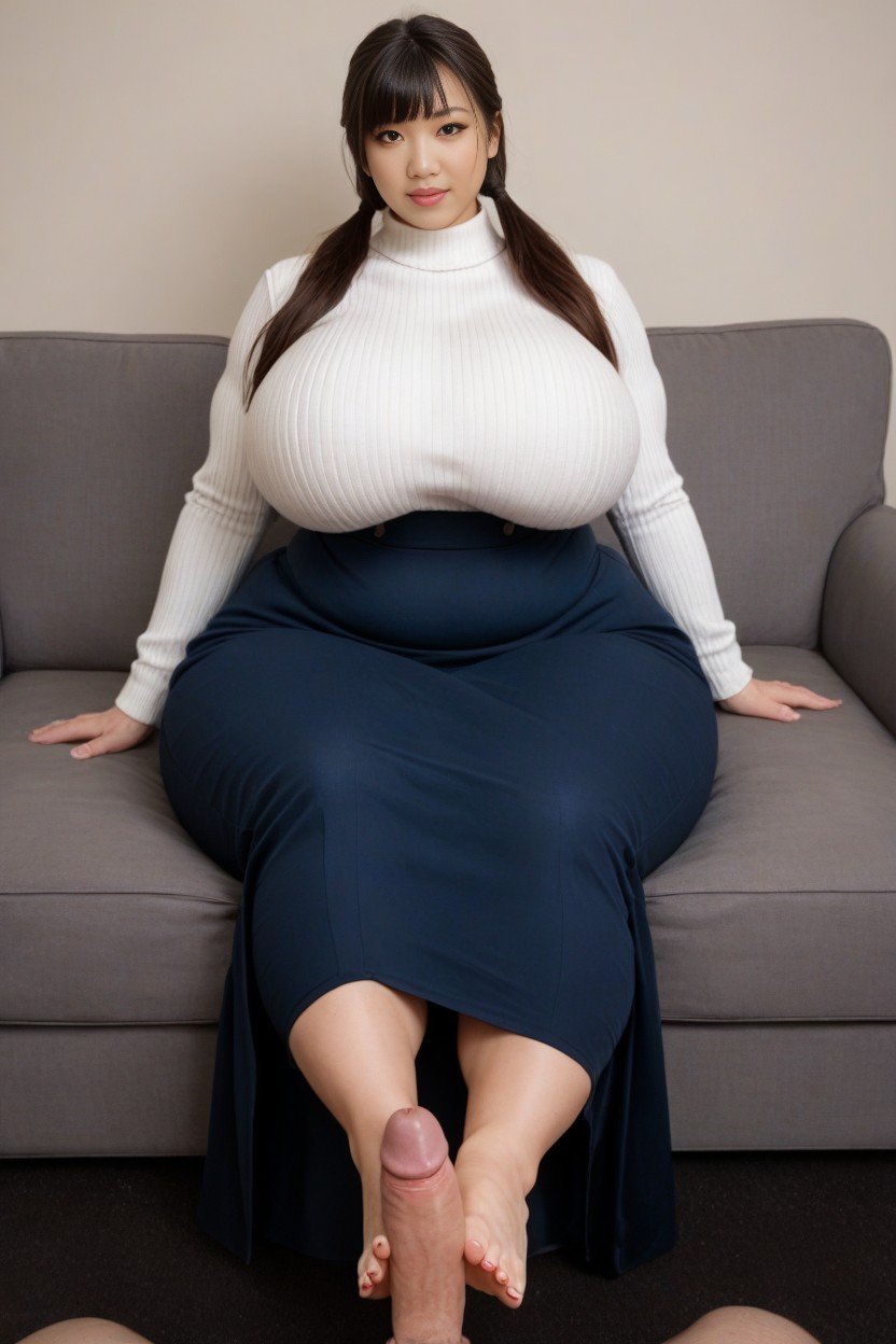 Extremely Thick Muscular Thighs, 1 Person, Extreme Hyper Breasts In Clothes AI Porn