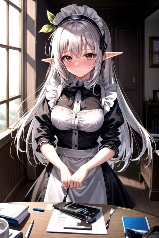 French Maid, Long Length, Elf Ears Hentai AI Porn