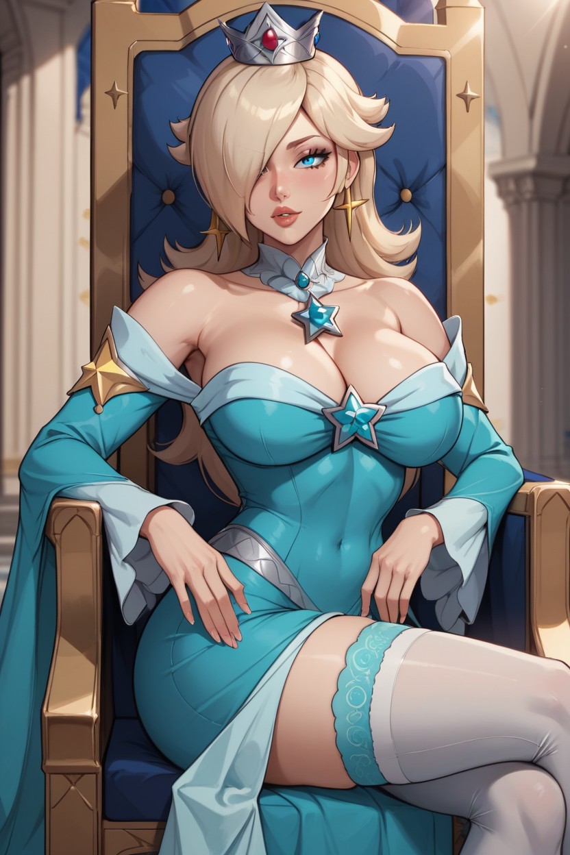 Platinum Blonde Hair, Model, Pleasured Face Hentai AI Porn