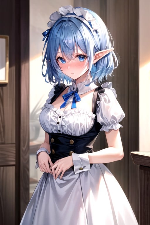 Embarrassed , French Maid, Blue Eyes AI Porn