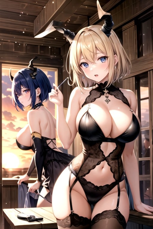 Pixie Cut, Blonde Hair, Devil AI Porn