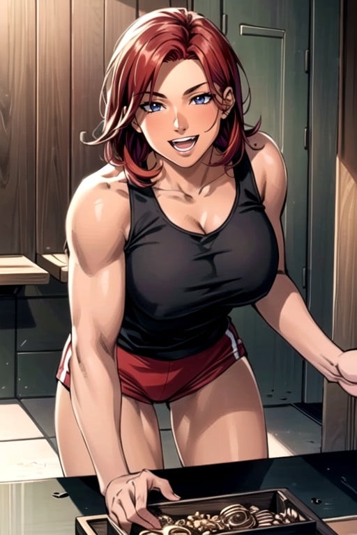 Red Hair, Tank Top, Muscular AI Porn