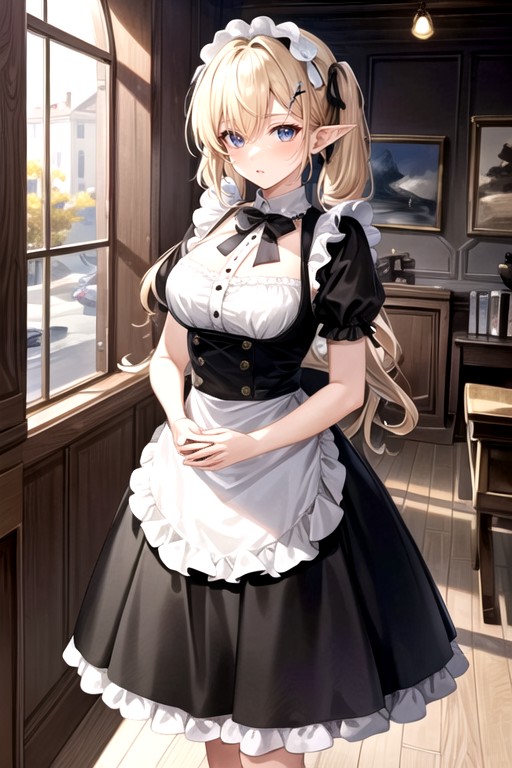 Hair Ribbon, Blonde Hair, French Maid AI Porn