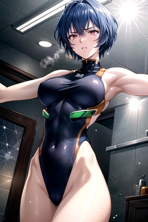 Competition Swimsuit, Yellow Contour, Ayanami Rei (evangelion) AI Porn