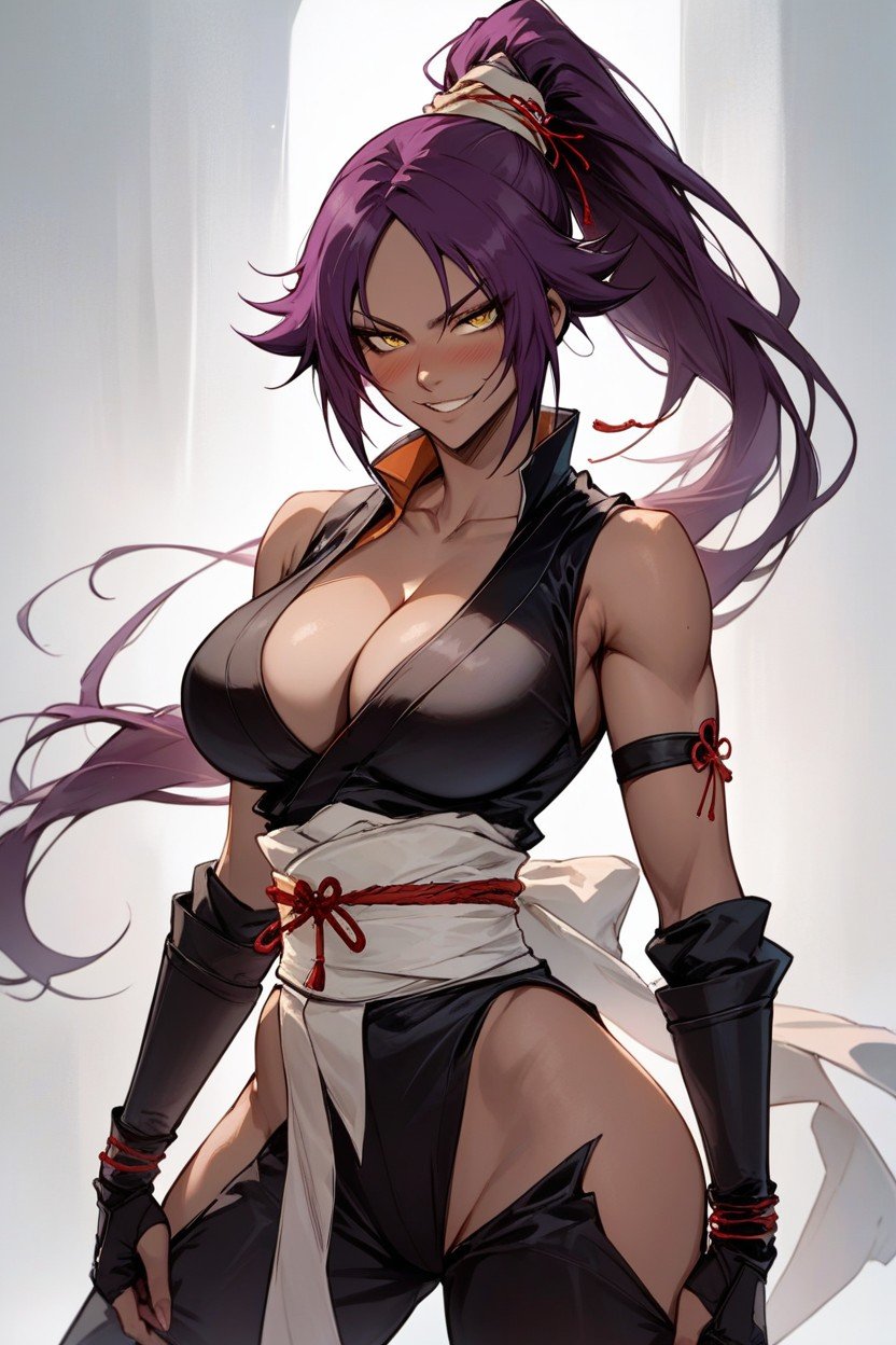 Standing On Viewer, Maliciosa (sorrindo Enquanto Ruborizada), Yoruichi Shihouin From Bleach Pornografia de IA