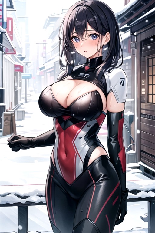 Snowing, Sweaty, Rounded Breast Hentai AI Porn