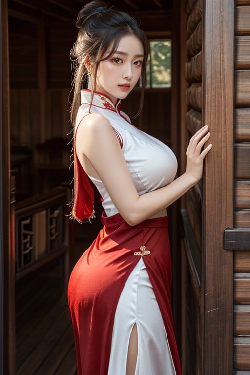 Detailed Red Outfit, 목조 오두막, Thick AssAI 포르노