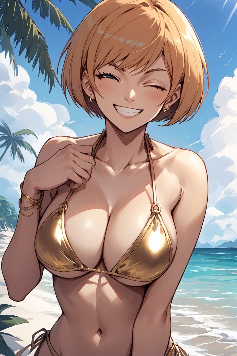 Beach, Wink, Chie Satonaka AI Porn