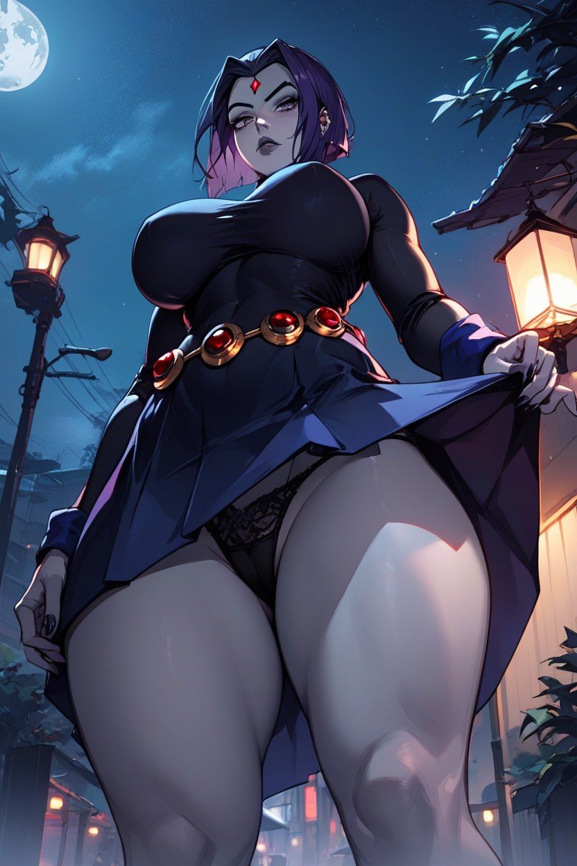 Raven Titans, Large Breasts, Thick Thighs Hentai IA pornografia