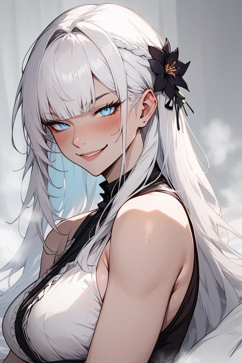 得意げな表情, White Hair, Big BoobsヘンタイAIポルノ