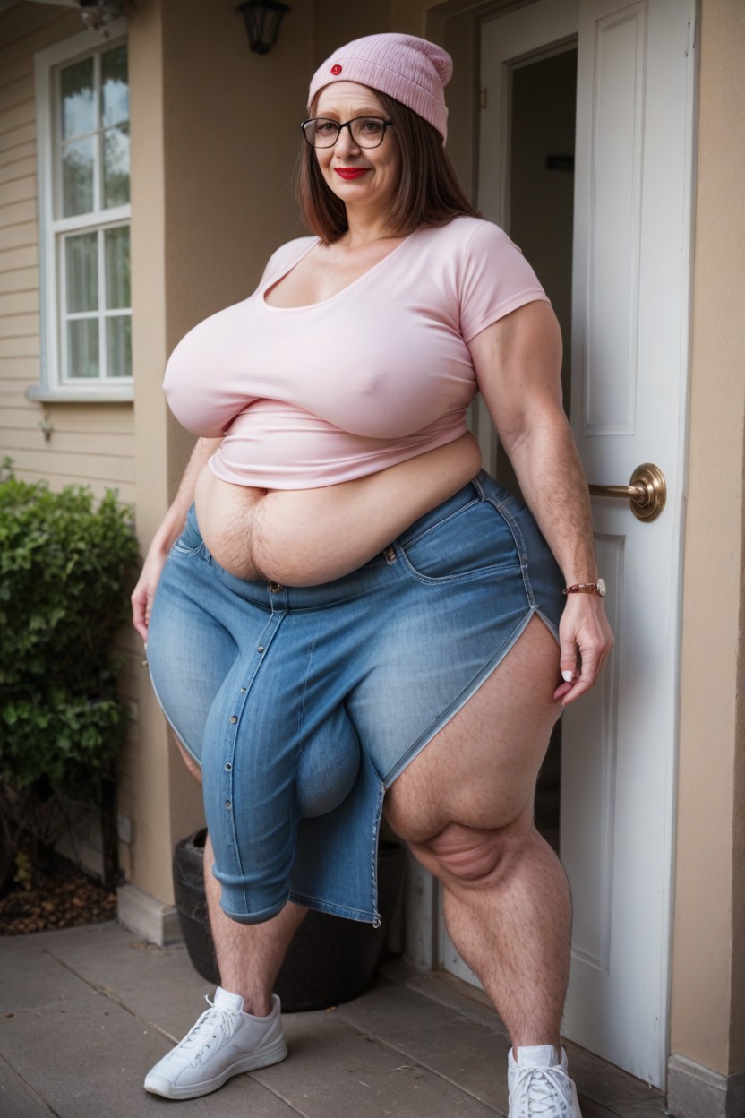 Gigantic, Standing On Her Front Porch, Extremely Large Ass Shemale AI Porn