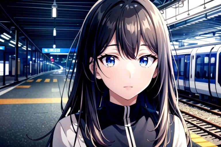 Outdoors, Train Station, Hard Shadow Hentai AI Porn