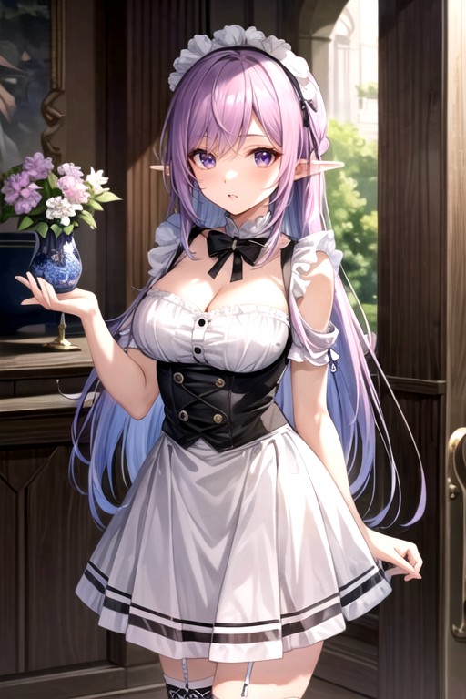 French Maid, Elf Ears, Bangs AI Porn