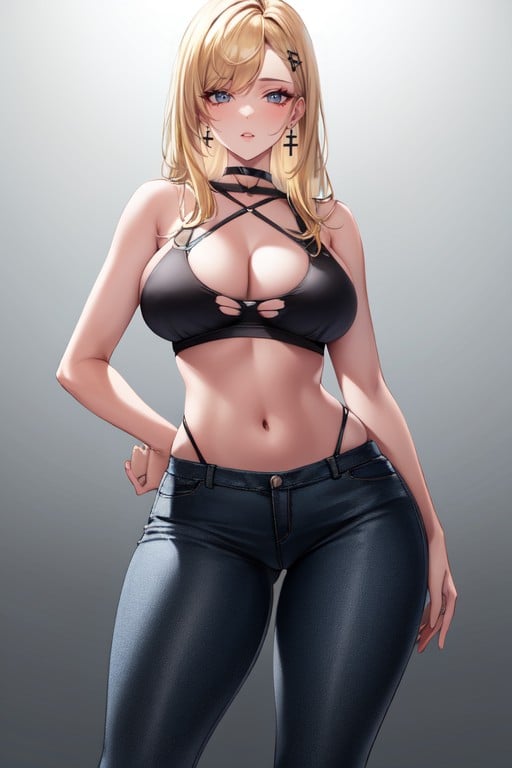 Simple Background, Arms Crossed, Camel ToePorno IA Hentai