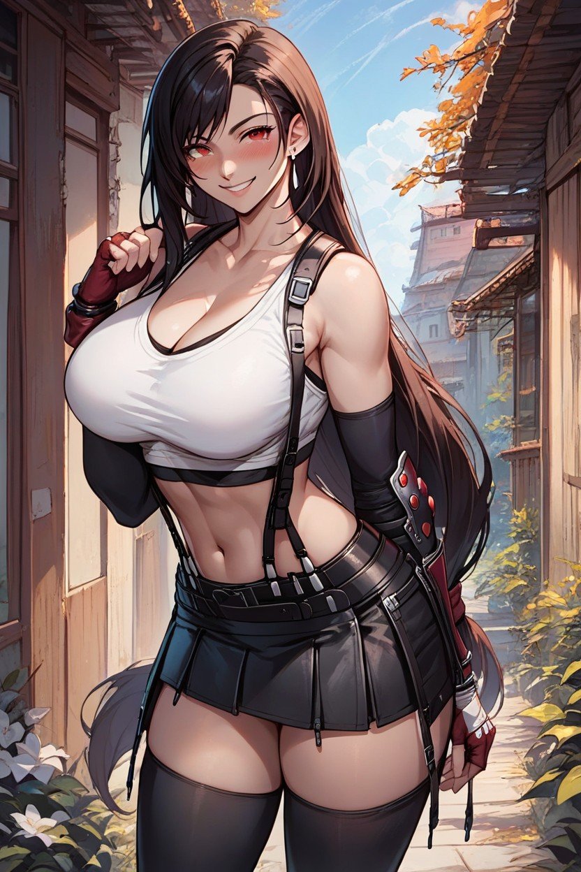 Tifa Lockhart, Looking At Viewer, Mischievous (smiling While Blushing) Hentai AI Porn