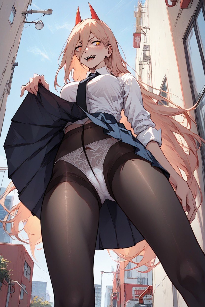 업스커트, White Panties Under Black Pantyhose, UpskirtAI 포르노