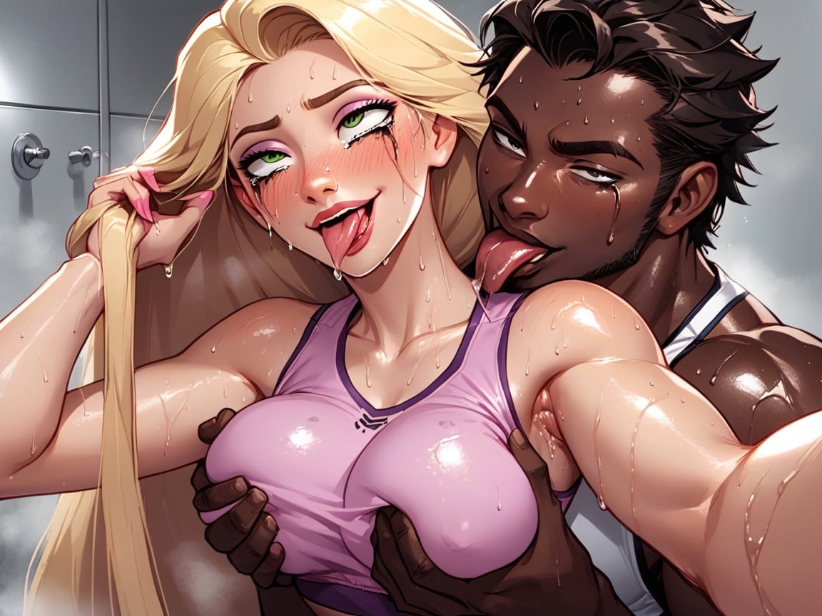 Interracial, Male Standing Behind Her, Massive Black Male Groping Rapunzel AI Porn