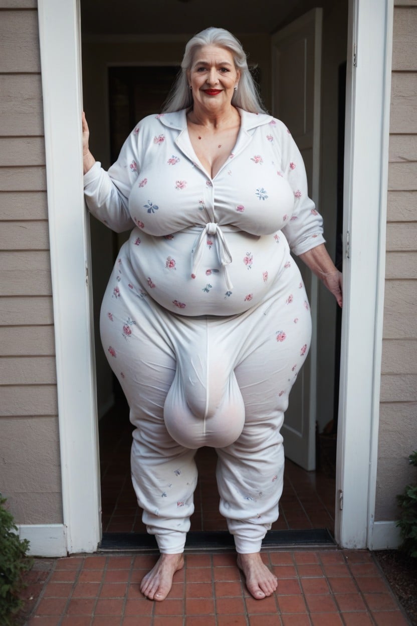 60+, Grinning, Gigantic Saggy Breast Shemale AI Porn