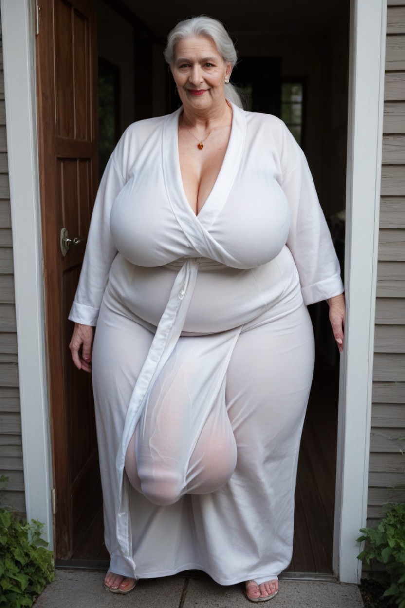 Big Belly, Fully Clothed, Bathrobe Shemale AI Porn