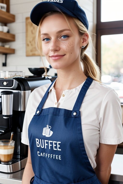 Ponytail, Making A Coffee, Freckles AI Porn